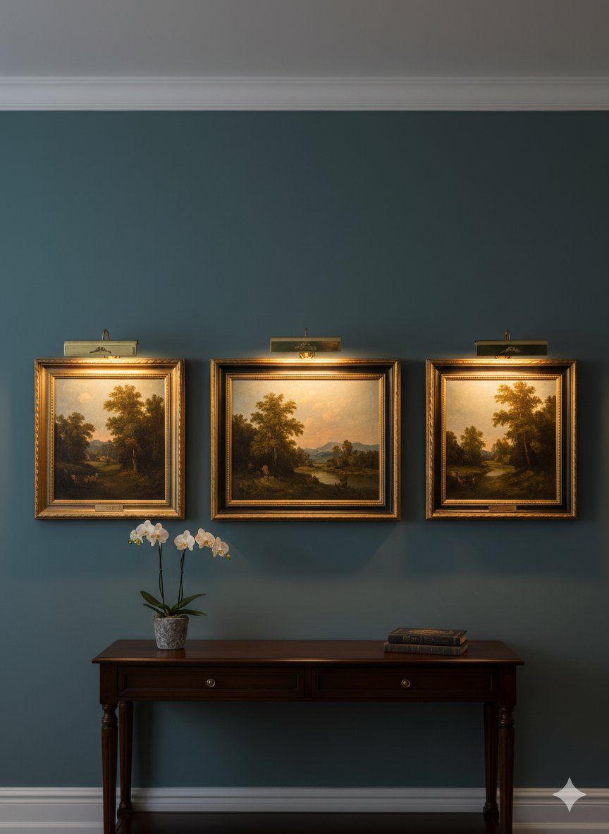 Apliques de Pared Vintage para Cuadros - Iluminación de Galería en Latón Dorado 2 Apliques de Pared Vintage para Cuadros - Iluminación de Galería en Latón Dorado - Imagen 2