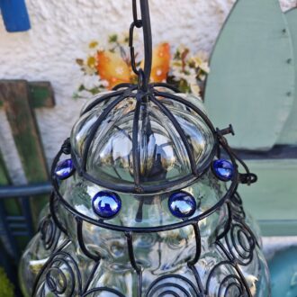 Pareja de Faroles Venecianos de Cristal Soplado y Forja Artesanal - Lámparas de Techo estilo Italianas 10 1000463634 scaled