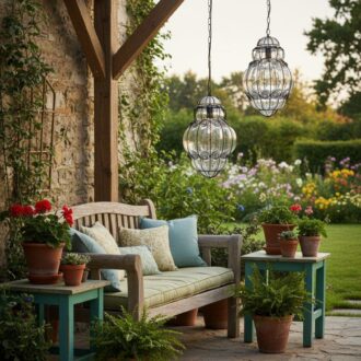 Pareja de Faroles Venecianos de Cristal Soplado y Forja Artesanal - Lámparas de Techo estilo Italianas 8 1000463641