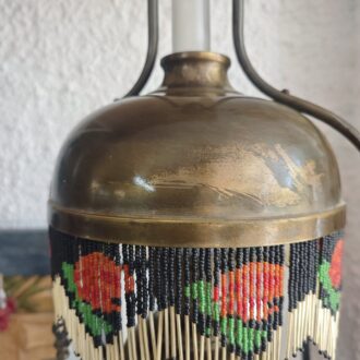 Lámpara de Techo Vintage en latón con Pantalla de Flecos de Cuentas y Flores 8 1000464082 scaled