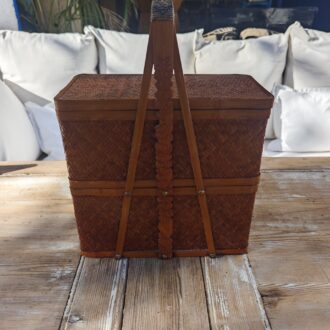 Cesta de Picnic Japonesa Artesanal de Bambú Trenzado con Doble Compartimento 9 1000470852 scaled