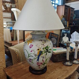 Lámpara de Sobremesa de Cerámica Vintage Estilo Ginger Jar con Motivos Florales y Pájaros 9 1000470913 scaled