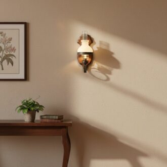 Aplique de Pared Vintage Estilo Quinqué - Lámpara Clásica con Base de Madera y Tulipa de Cristal 6 1000471607