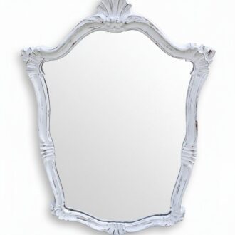 Espejo Antiguo Estilo Shabby Chic - Marco de Madera Tallada con Acabado Envejecido