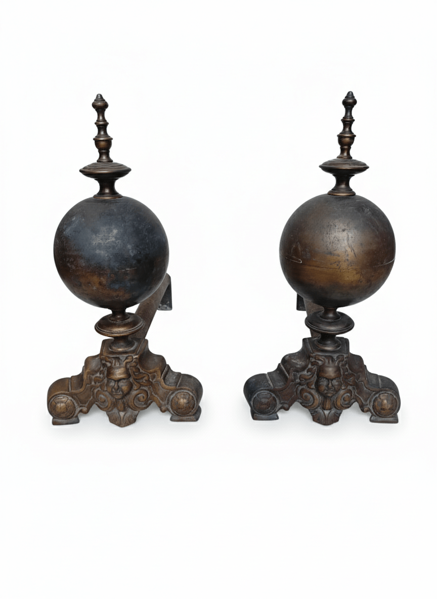 Pareja de Morillos de Chimenea Antiguos 1 Pareja de Morillos de Chimenea Antiguos