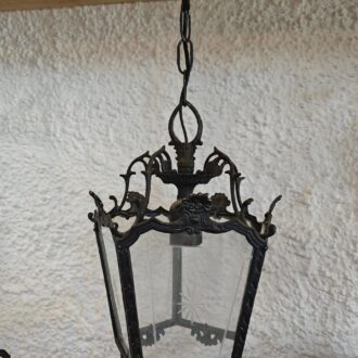 Vintage Iron and Glass Ceiling Lantern – photo 2
