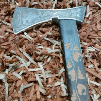 Hacha Decorativa de Colección Madera con Incrustaciones y Metal Grabado 6 i3486381767