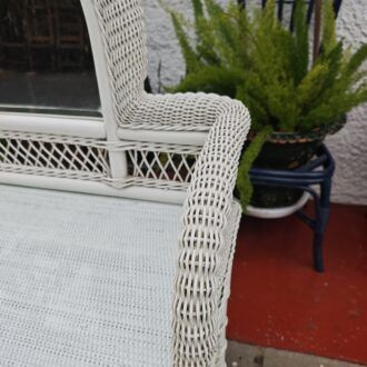 Escritorio Tocador de Mimbre Blanco con Espejo - Estilo Vintage Mediterráneo 11 1000482296