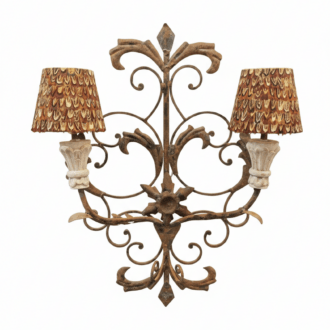 Aplique de Pared de Metal Dorado con Tulipas de Plumas