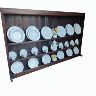Vintage Wall Plate Rack in Solid Wood