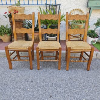 Rustic Solid Wood Chairs and Natural Reed Seat – photo 2