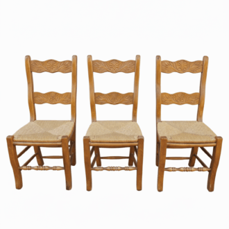 Sillas Rústicas de Madera Maciza y Asiento de Enea Natural