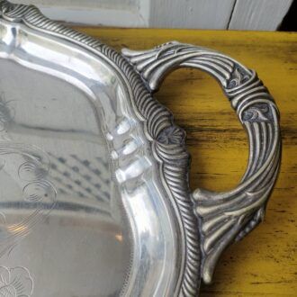 Bandeja Plateada Vintage con Asas – Estilo Neoclásico Grabado 8 1000471133