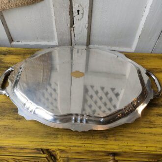 Bandeja Plateada Vintage con Asas – Estilo Neoclásico Grabado 7 1000471135