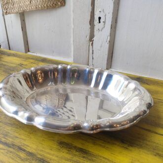 Centro de Mesa Alpaca Plateada Meneses – Bandeja Ovalada Gallonada Vintage 6 1000471191