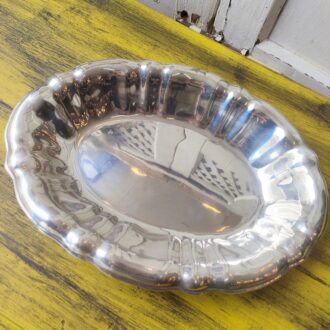 Centro de Mesa Alpaca Plateada Meneses – Bandeja Ovalada Gallonada Vintage 7 1000471192
