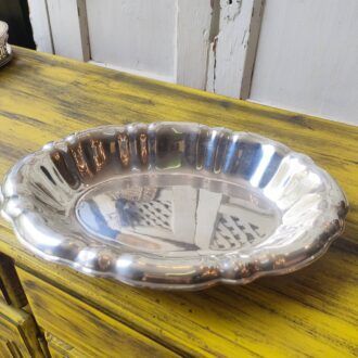 Centro de Mesa Alpaca Plateada Meneses – Bandeja Ovalada Gallonada Vintage 8 1000471193