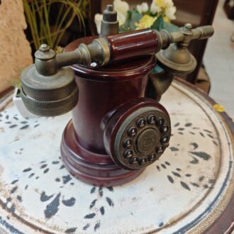 Teléfono Vintage de Madera y Metal - Estilo Antiguo con Marcado de Botones 10 1000498030 1
