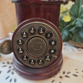 Teléfono Vintage de Madera y Metal - Estilo Antiguo con Marcado de Botones 9 1000498037