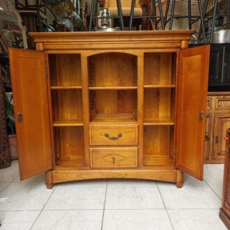 Mueble Aparador de Madera Estilo Rústico con Vitrina y Cajones 12 1000498396