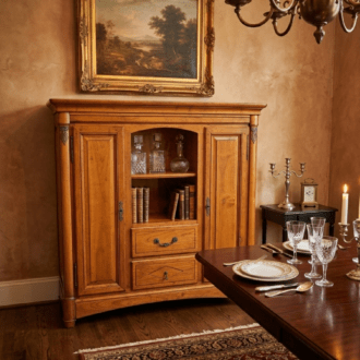 Mueble Aparador de Madera Estilo Rústico con Vitrina y Cajones 19 1000498421