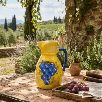 Jarra de Cerámica Artesanal Pintada a Mano con Diseño de Uvas 7 1000499026