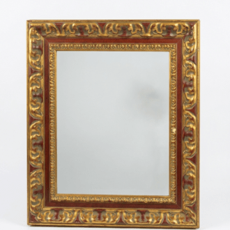 Espejo de Estilo Barroco con Marco Tallado en Dorado y Granate 7 1000499210