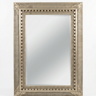 Classic Wall Mirror with Aged Gray Carved Frame