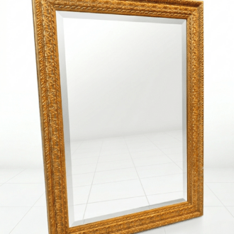 Wall Mirror with Aged Golden Carved Frame