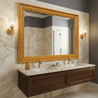 Espejo de Pared con Marco Labrado Dorado Envejecido 11 1000499255