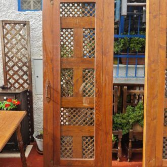 Puerta de Madera Maciza con Celosía Marroquí y Contraventana de Cristal Estilo Árabe Artesanal 7 1000499326 1
