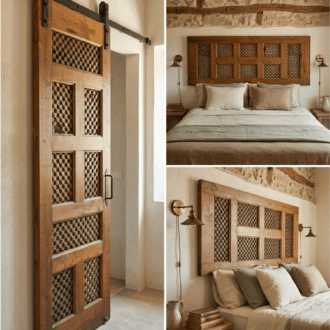 Puerta de Celosía Marroquí en Madera Maciza con Herrajes de Forja 11 1000500276