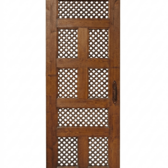Puerta de Celosía Marroquí en Madera Maciza con Herrajes de Forja