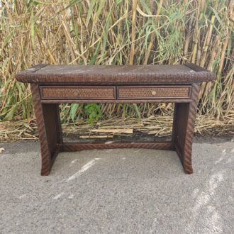 Aparador Escritorio de Mimbre y Ratán Estilo Colonial con Dos Cajones 7 1000501484