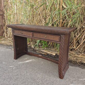 Aparador Escritorio de Mimbre y Ratán Estilo Colonial con Dos Cajones 11 1000501485