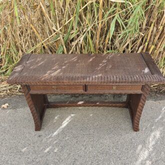 Aparador Escritorio de Mimbre y Ratán Estilo Colonial con Dos Cajones 10 1000501486