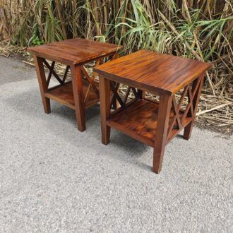 Mesas Auxiliares de Madera de Teka con Diseño en X 13 1000501613