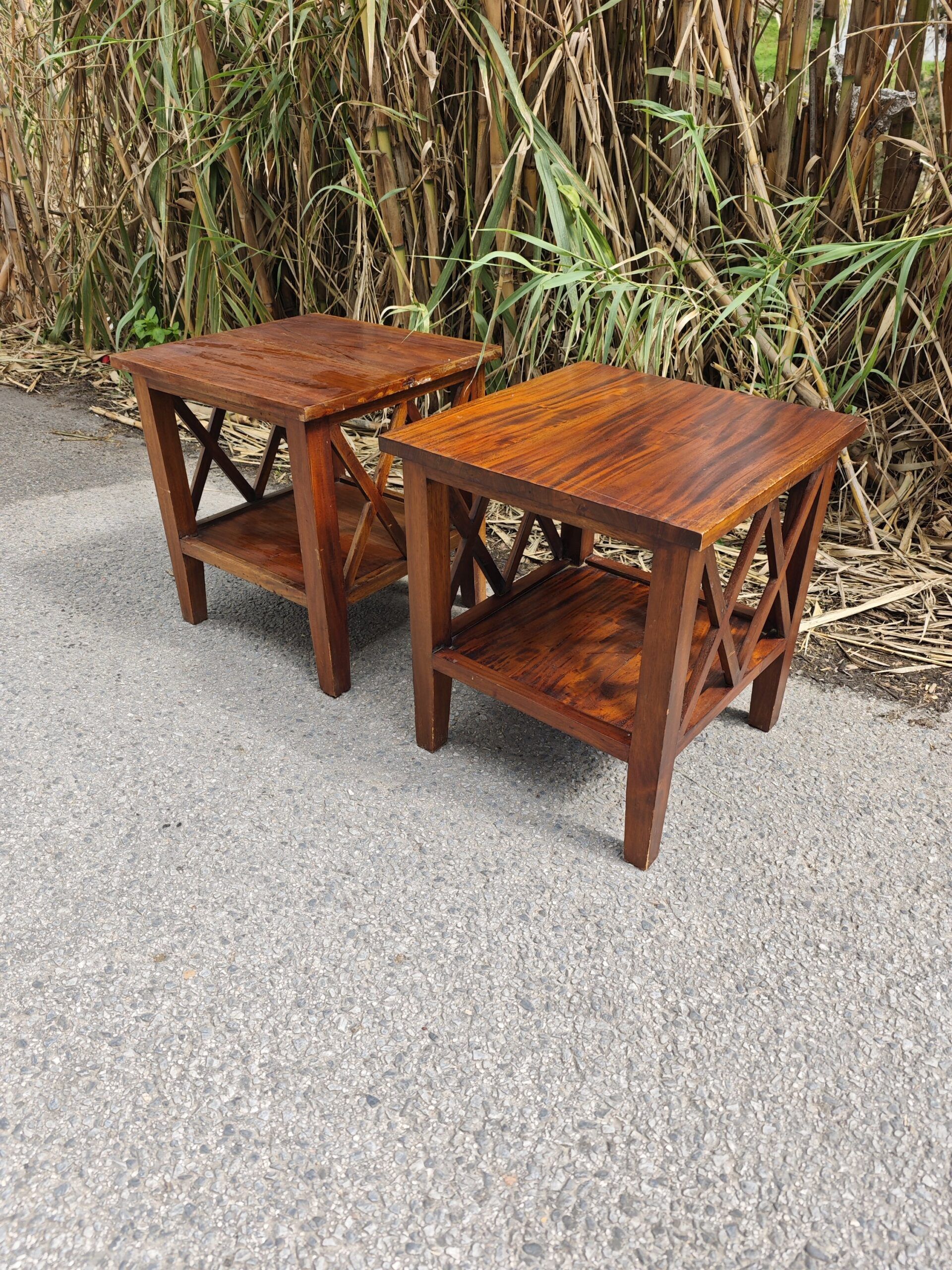 Mesas Auxiliares de Madera de Teka con Diseño en X 7 Mesas Auxiliares de Madera de Teka con Diseño en X - Imagen 7