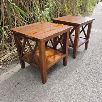 Mesas Auxiliares de Madera de Teka con Diseño en X 12 1000501614
