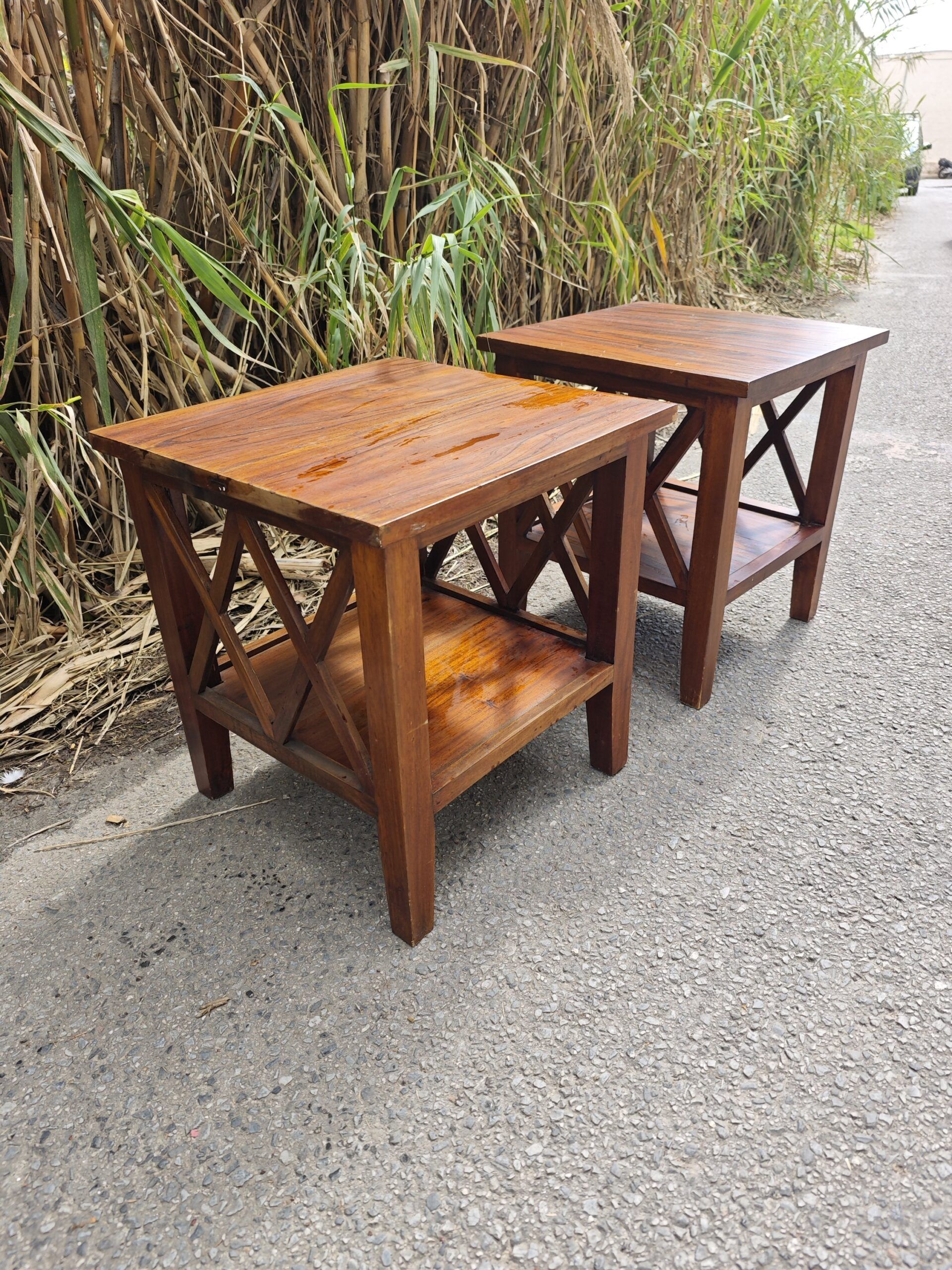 Mesas Auxiliares de Madera de Teka con Diseño en X 6 Mesas Auxiliares de Madera de Teka con Diseño en X - Imagen 6