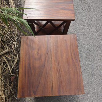 Mesas Auxiliares de Madera de Teka con Diseño en X 11 1000501615