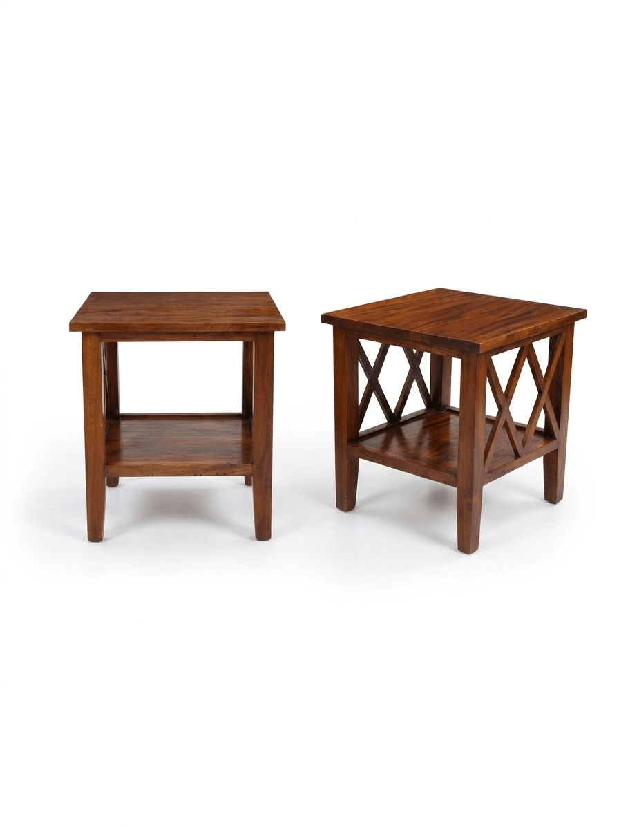 Mesas Auxiliares de Madera de Teka con Diseño en X 1 Mesas Auxiliares de Madera de Teka con Diseño en X