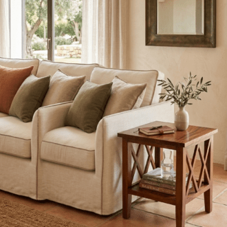 Mesas Auxiliares de Madera de Teka con Diseño en X 9 1000501618