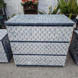 Conjunto de Dormitorio de Cómoda y Mesitas de Noche con Estampado Geométrico 16 1000503779