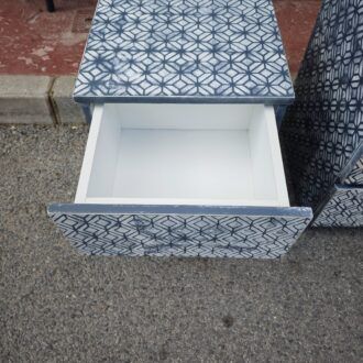 Conjunto de Dormitorio de Cómoda y Mesitas de Noche con Estampado Geométrico 14 1000503782