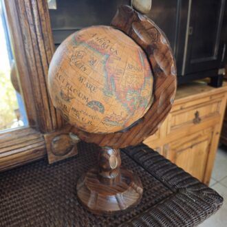 Globo Terráqueo Vintage de Madera Tallada - Estilo Cartografía Antigua 4 1000504653