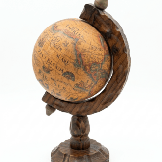 Globo Terráqueo Vintage de Madera Tallada