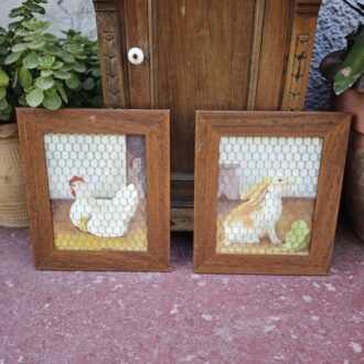 Pareja de Cuadros Rústicos con Malla de Gallinero 6 1000505705