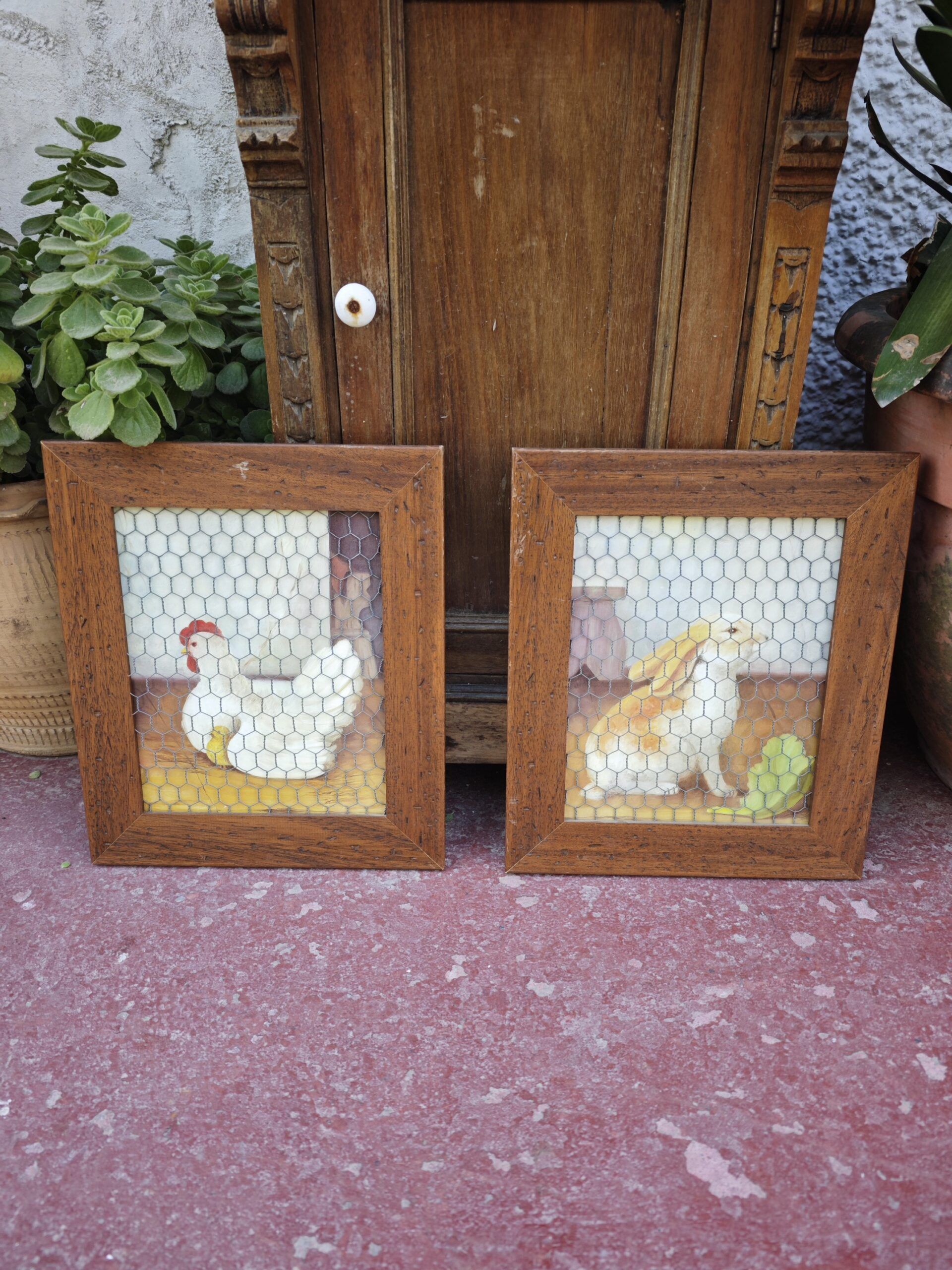 Pareja de Cuadros Rústicos con Malla de Gallinero 2 Pareja de Cuadros Rústicos con Malla de Gallinero - Imagen 2