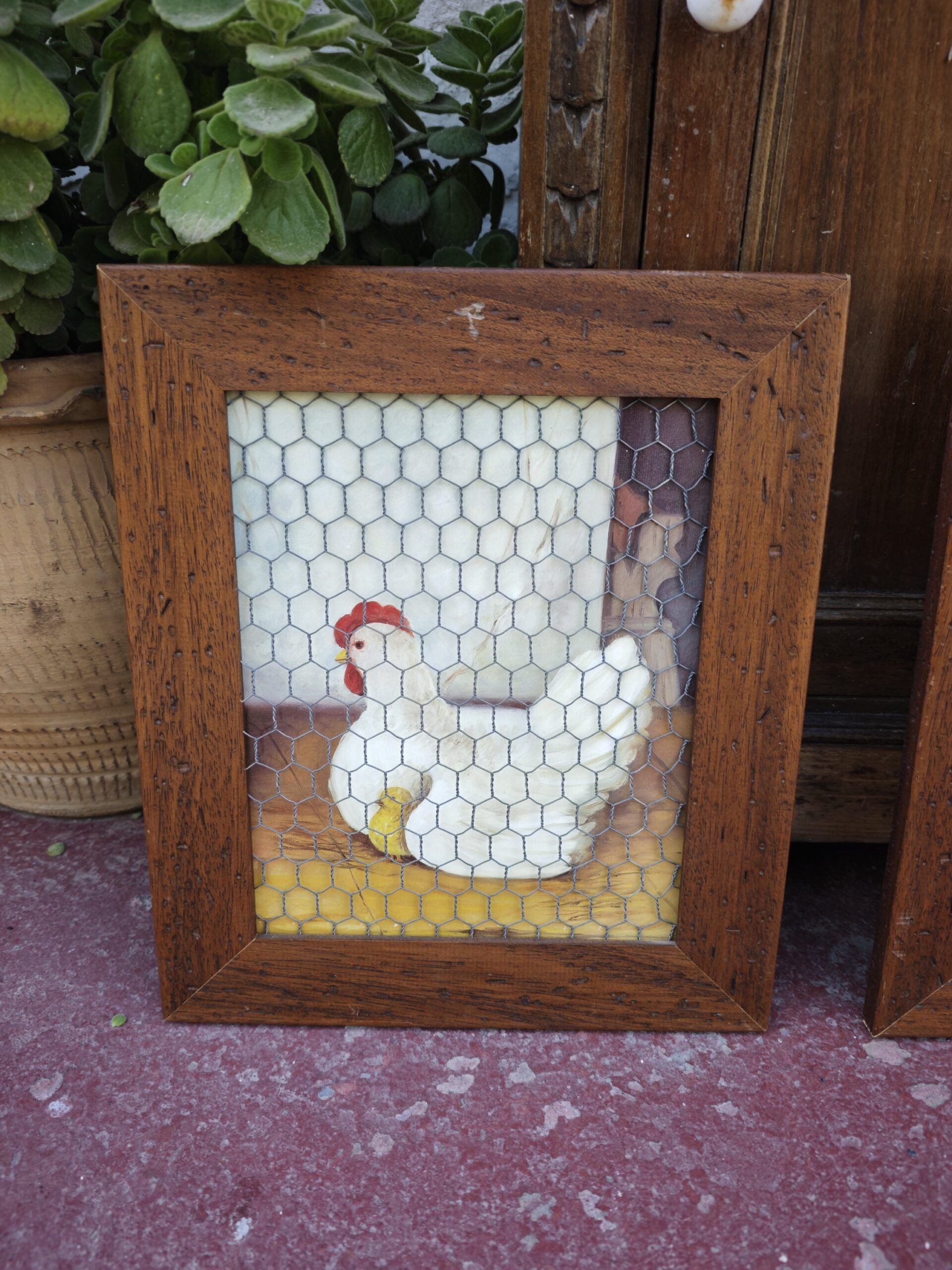 Pareja de Cuadros Rústicos con Malla de Gallinero 4 Pareja de Cuadros Rústicos con Malla de Gallinero - Imagen 4